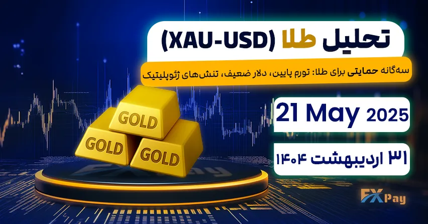 سه‌گانه حمایتی برای طلا: تورم پایین، دلار ضعیف، تنش‌های ژئوپلیتیک - تحلیل طلا (اونس جهانی) | 31 اردیبهشت ۱۴۰۴