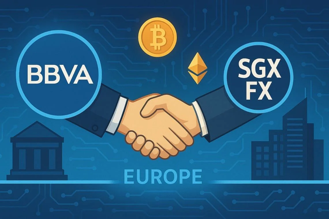 همکاری BBVA و SGX FX برای معاملات خرده&zwnj;فروشی ارزهای دیجیتال در اروپا