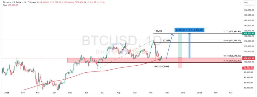 نمودار بیتکوین در تایم فریم روزانه