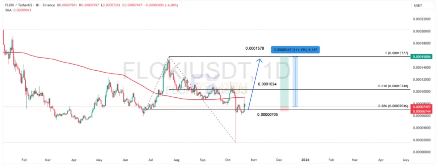نمودار FLOKIUSDT در تایم فریم روزانه