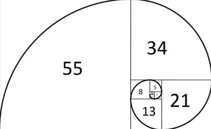 طرح مارپیچ معروف به نسبت طلایی (Golden Ratio) که بیانگر دنباله فیبوناچی و نسبتهای آن در طبیعت و بازار مالی است.