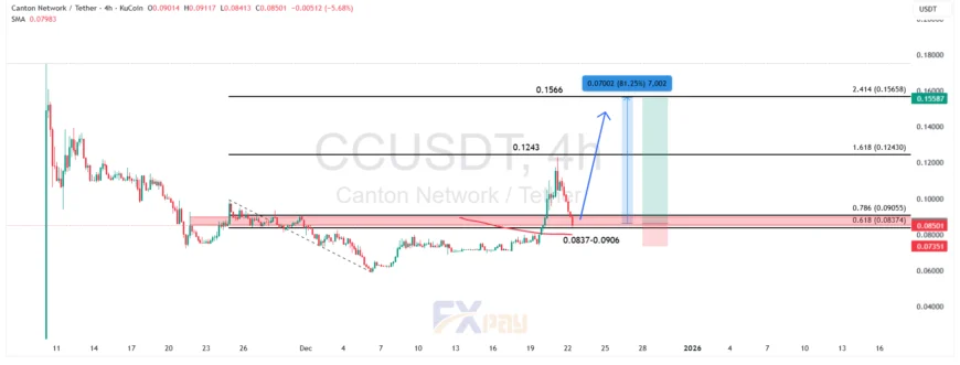 نمودار کانتون نتورک ( CCUSDT ) در تایم فریم چهارساعته