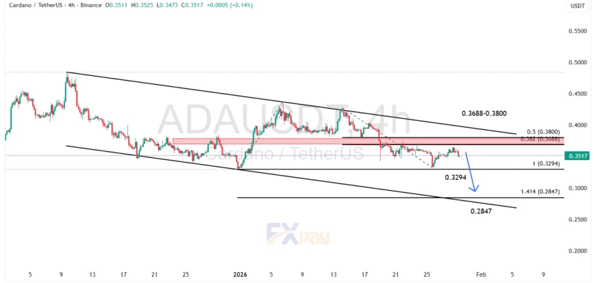 نمودار کاردانو (ADAUSDT) در تایم فریم ۴ ساعته 
