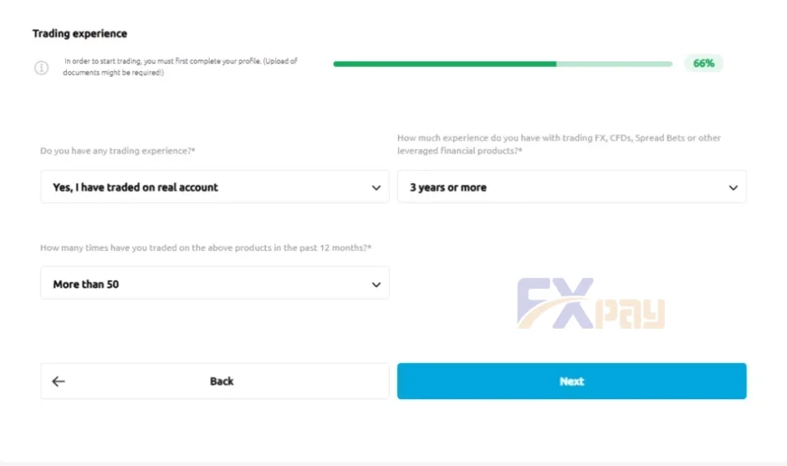 فرم سنجش سابقه و دانش معاملاتی کاربر در بازارهای مالی و فارکس