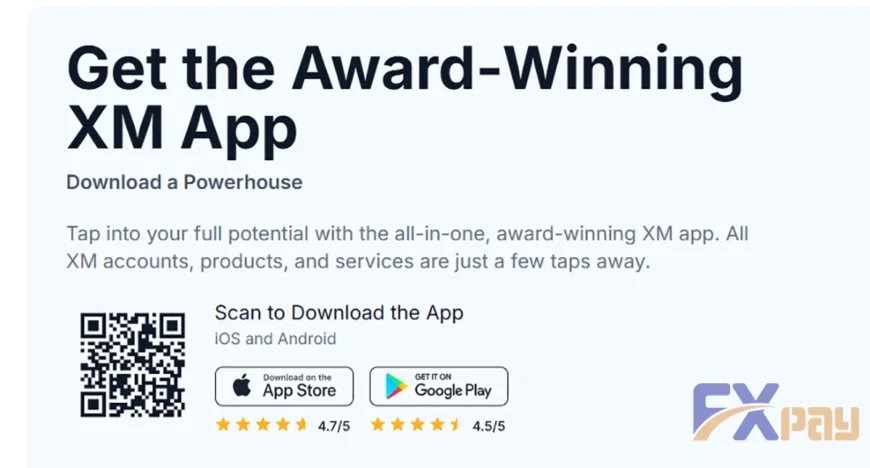 رابط کاربری اپلیکیشن موبایل اختصاصی بروکر XM برای اندروید و iOS