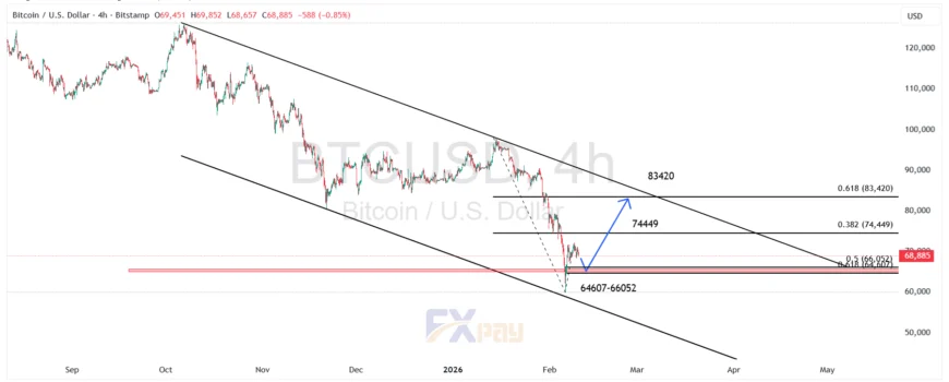 نمودار بیت&zwnj;کوین (BTCUSDT) در تایم فریم ۴ ساعته
