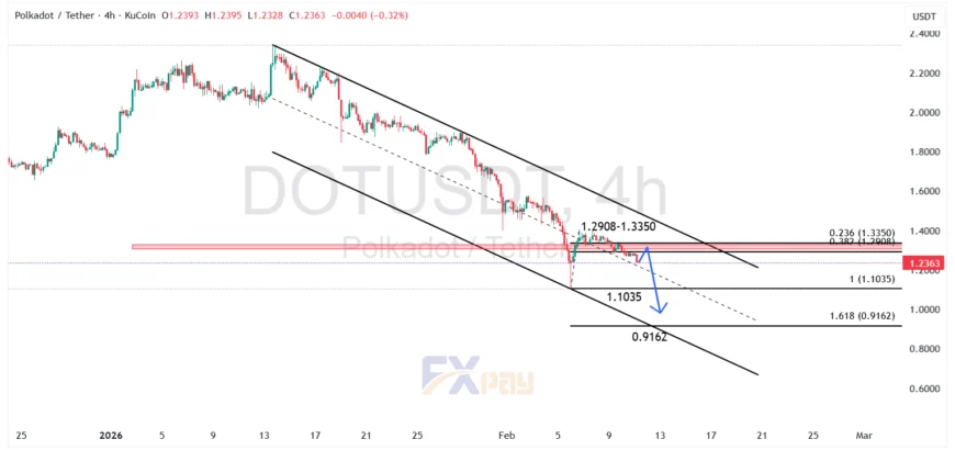 نمودار پولکادات (DOTUSDT) در تایم فریم ۴ ساعته
