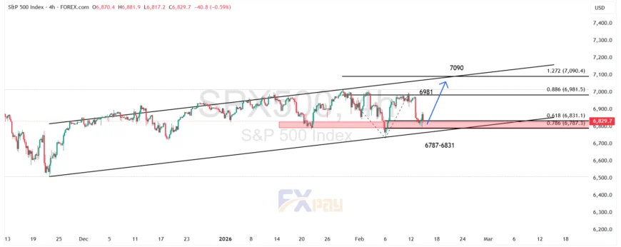 نمودار شاخص S&P 500 در تایم فریم ۴ ساعته