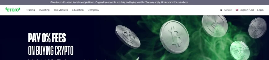 صفحه اصلی سایت eToro و دسترسی به منوهای ثبتنام (Join Now) و ورود (Login).