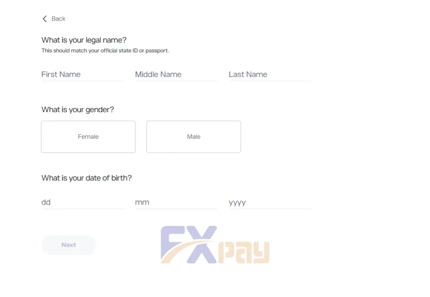 فرم تکمیل پروفایل و اطلاعات هویتی شخصی شامل نام، نام خانوادگی و تاریخ تولد.