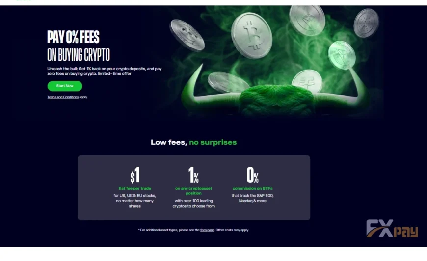 پیشنهاد محدود بروکر eToro برای خرید ارزهای دیجیتال (Crypto) با کارمزد صفر درصد.