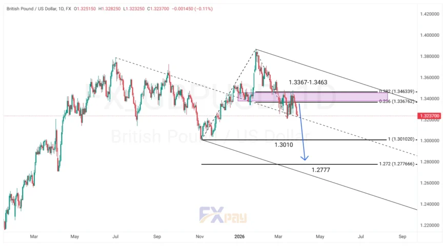 نمودار GBPUSD در تایم فریم ۴ ساعته چارت آپدیت شده