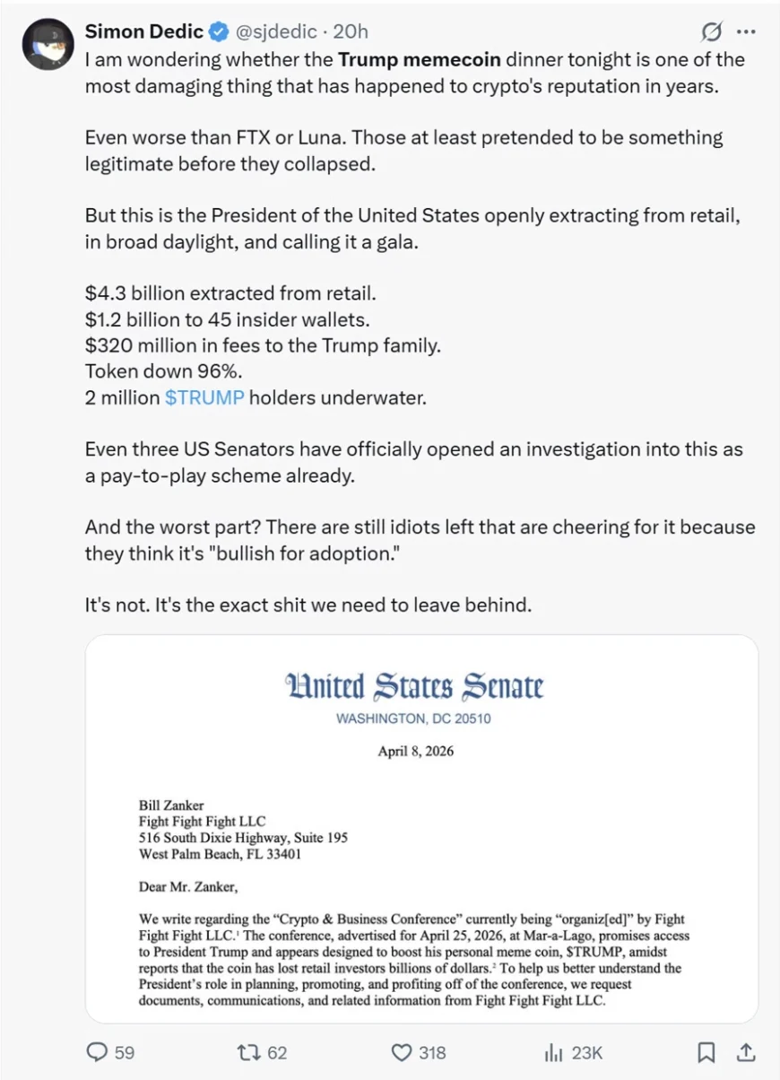 تصویر مربوط به گزارش درآمدهای خانواده دونالد ترامپ از فروش دارایی&zwnj;های کریپتویی و میم&zwnj;کوین TRUMP در سال ۲۰۲۵